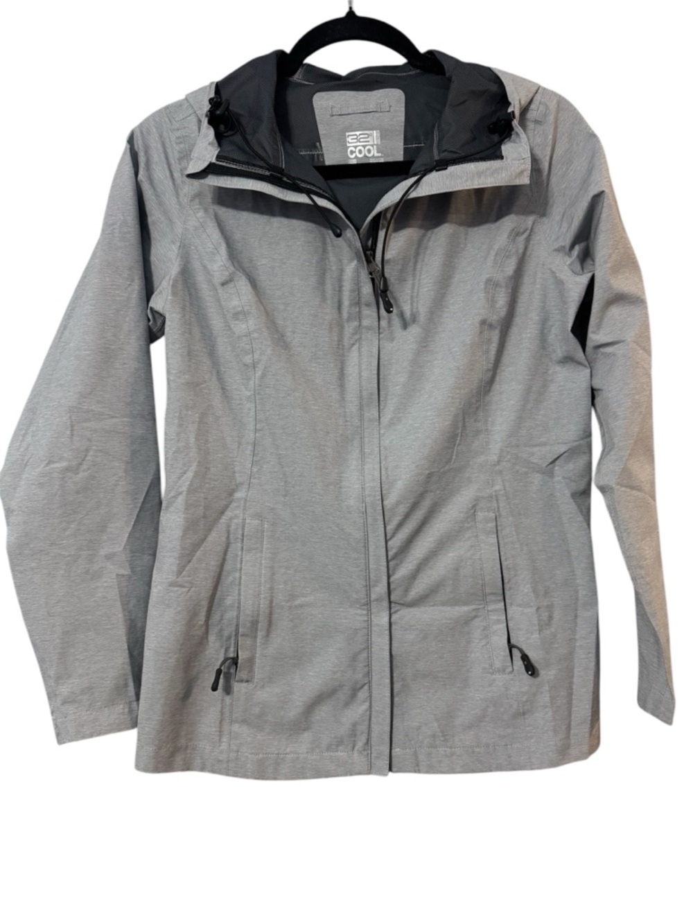 32 Degrees Cool Gray Lightweight Hooded Jacket Zip Pockets Women’s XS